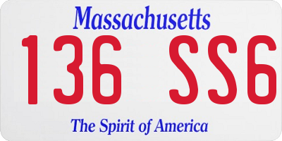 MA license plate 136SS6