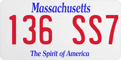 MA license plate 136SS7
