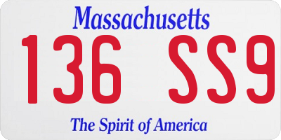 MA license plate 136SS9
