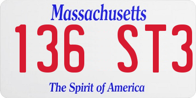 MA license plate 136ST3