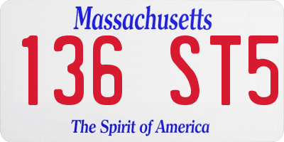MA license plate 136ST5