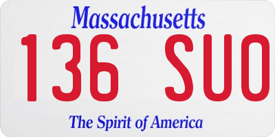 MA license plate 136SU0