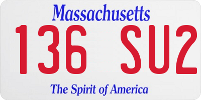 MA license plate 136SU2
