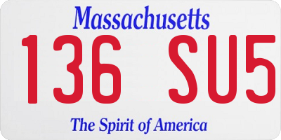 MA license plate 136SU5
