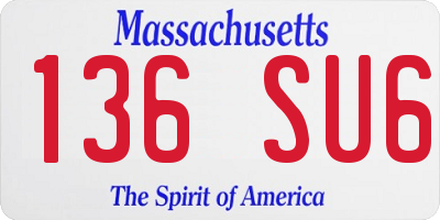MA license plate 136SU6