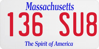 MA license plate 136SU8