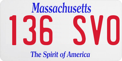 MA license plate 136SV0