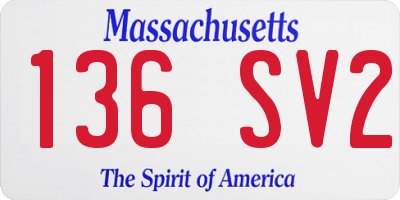 MA license plate 136SV2