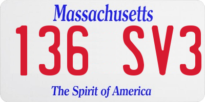 MA license plate 136SV3