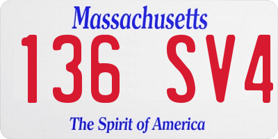 MA license plate 136SV4