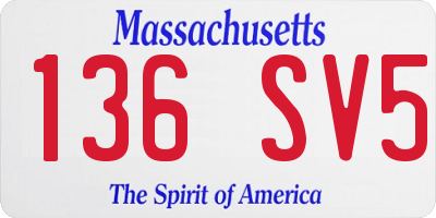 MA license plate 136SV5