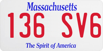 MA license plate 136SV6