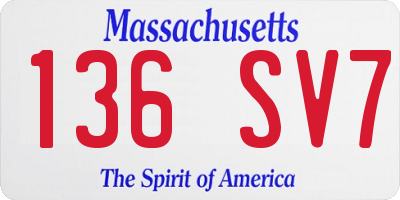 MA license plate 136SV7