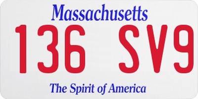 MA license plate 136SV9