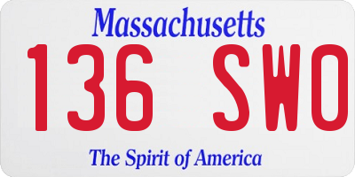 MA license plate 136SW0