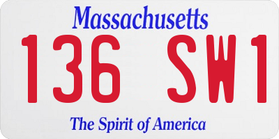 MA license plate 136SW1