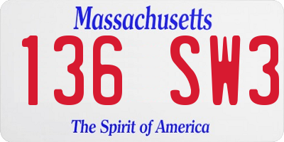 MA license plate 136SW3