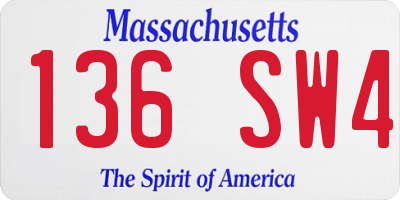 MA license plate 136SW4