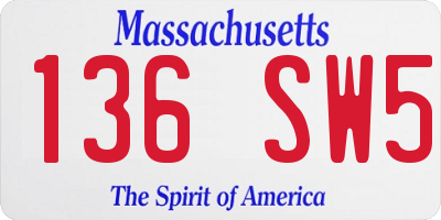 MA license plate 136SW5