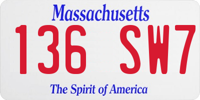 MA license plate 136SW7