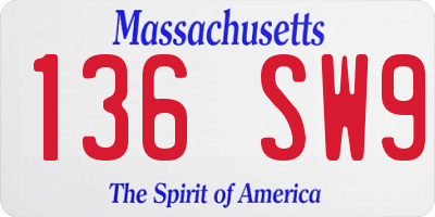 MA license plate 136SW9