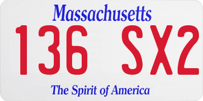 MA license plate 136SX2