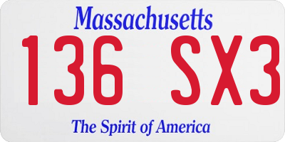 MA license plate 136SX3