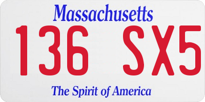 MA license plate 136SX5