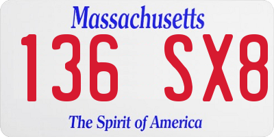 MA license plate 136SX8