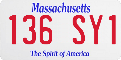 MA license plate 136SY1