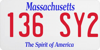 MA license plate 136SY2