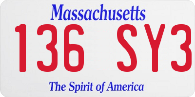 MA license plate 136SY3