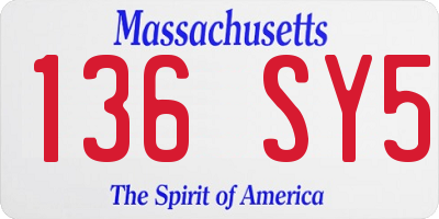 MA license plate 136SY5