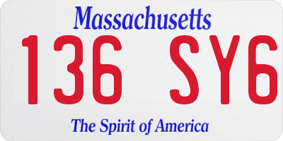 MA license plate 136SY6