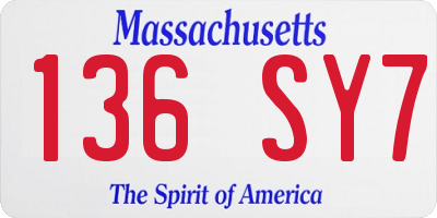 MA license plate 136SY7