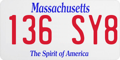 MA license plate 136SY8