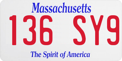 MA license plate 136SY9