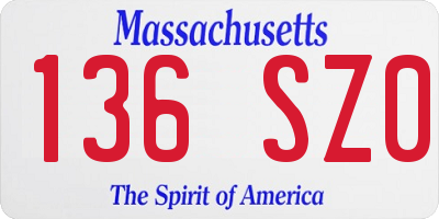 MA license plate 136SZ0