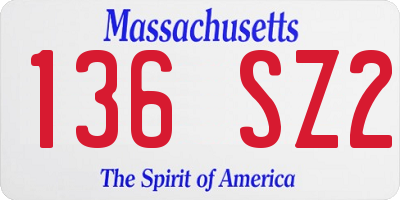 MA license plate 136SZ2