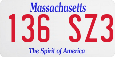 MA license plate 136SZ3