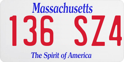 MA license plate 136SZ4