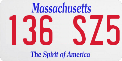 MA license plate 136SZ5