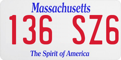 MA license plate 136SZ6