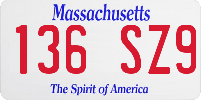 MA license plate 136SZ9