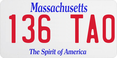 MA license plate 136TA0