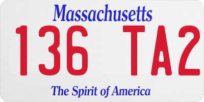 MA license plate 136TA2