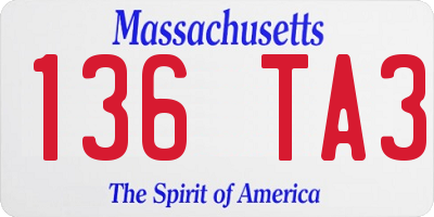 MA license plate 136TA3