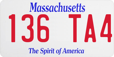 MA license plate 136TA4