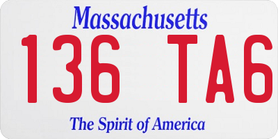 MA license plate 136TA6