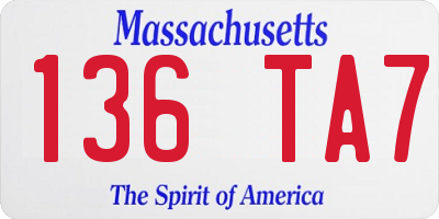 MA license plate 136TA7